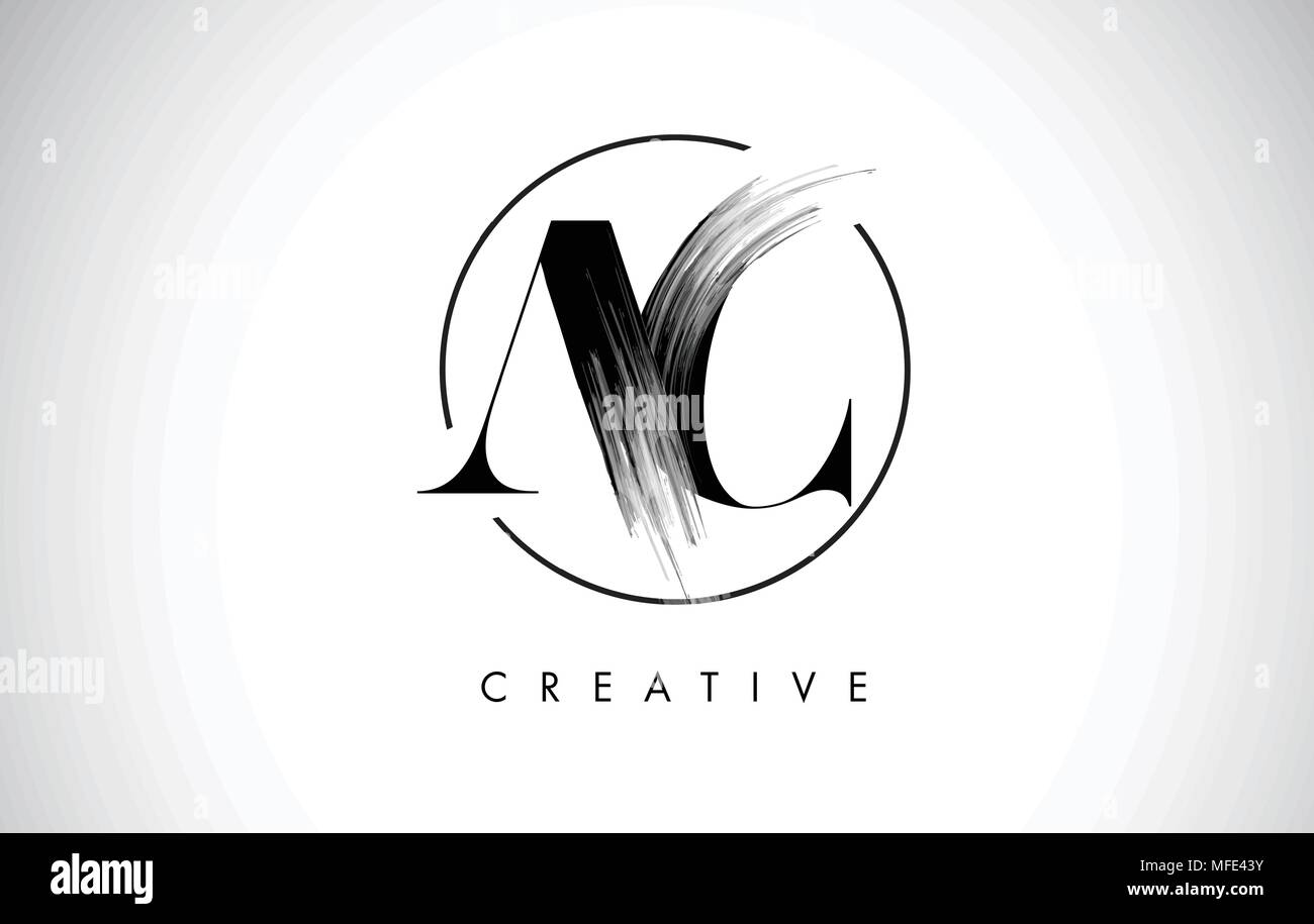 AC Brush Stroke Letter Logo Design. Black Paint Logo Leters Icon with ...