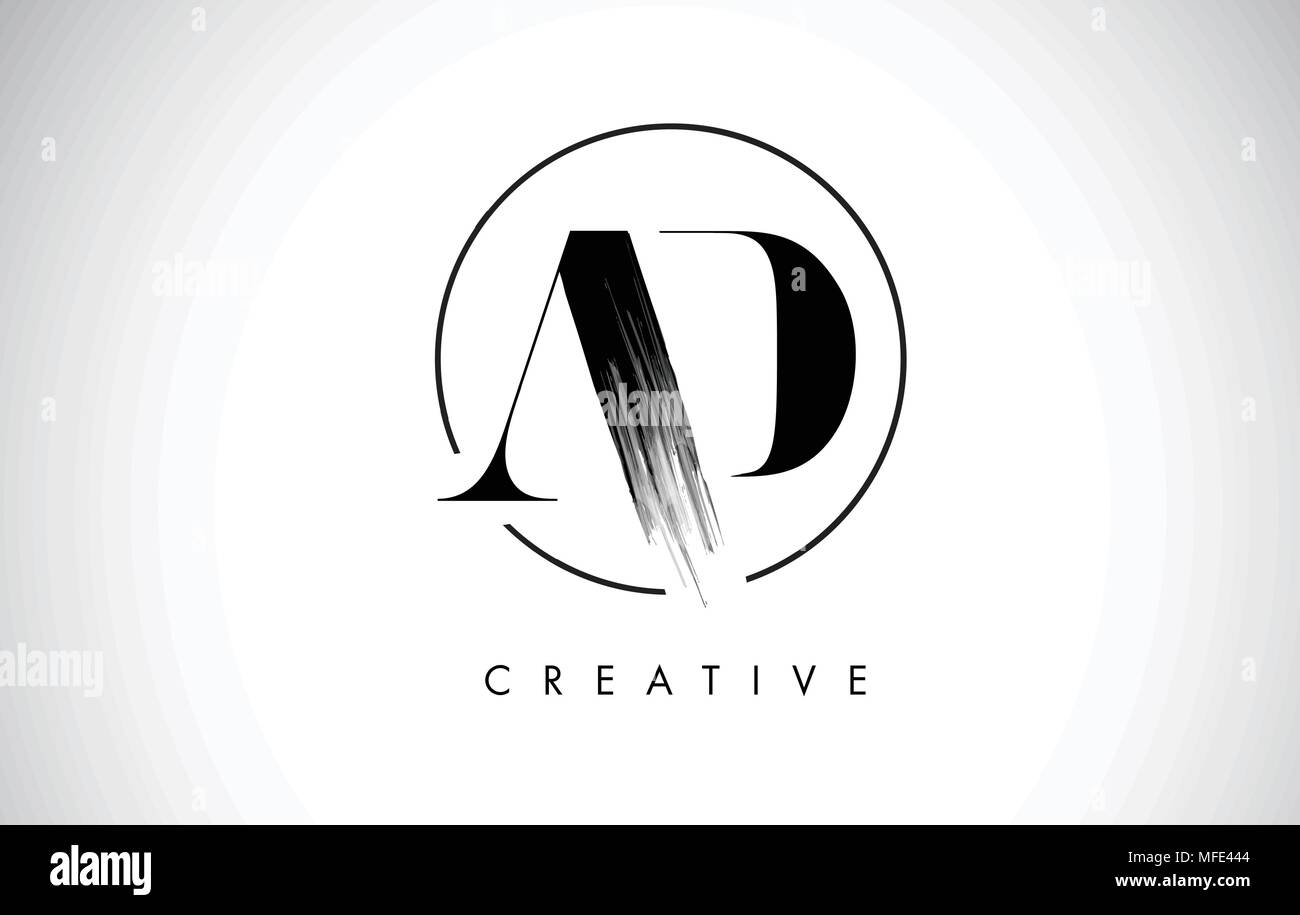 AD Brush Stroke Letter Logo Design. Black Paint Logo Leters Icon with ...