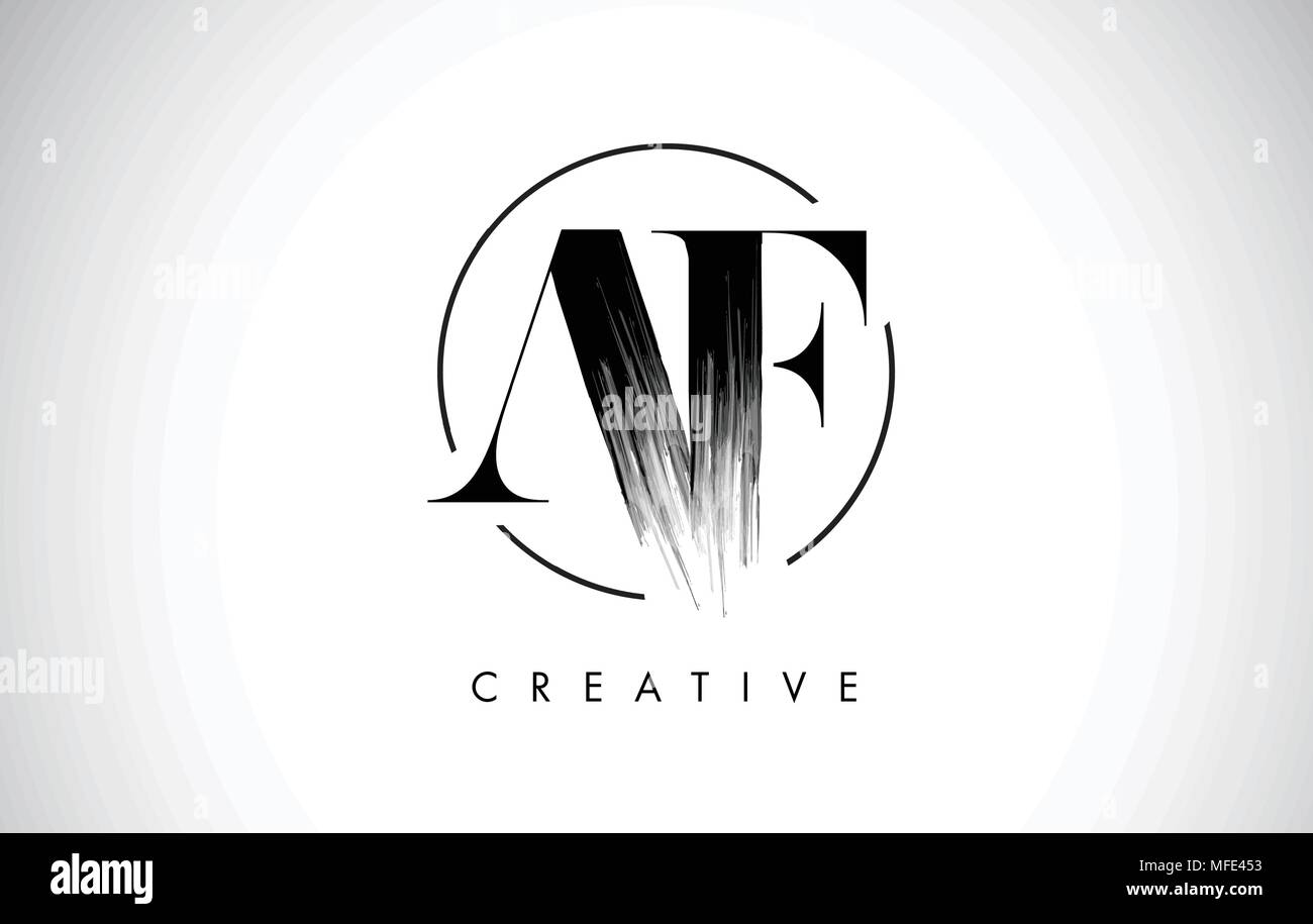 AF Brush Stroke Letter Logo Design. Black Paint Logo Leters Icon with ...
