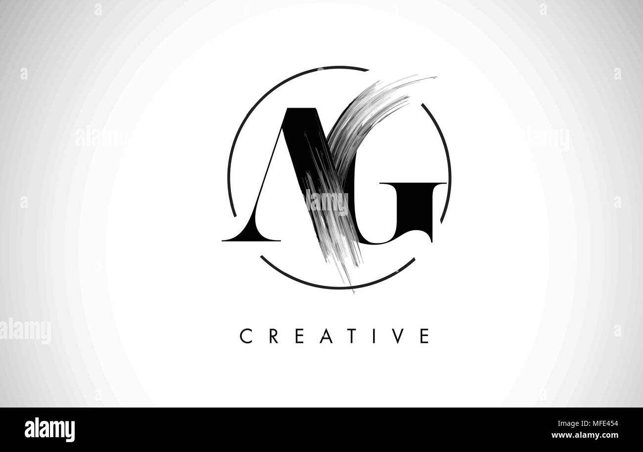 AG Brush Stroke Letter Logo Design. Black Paint Logo Leters Icon with ...