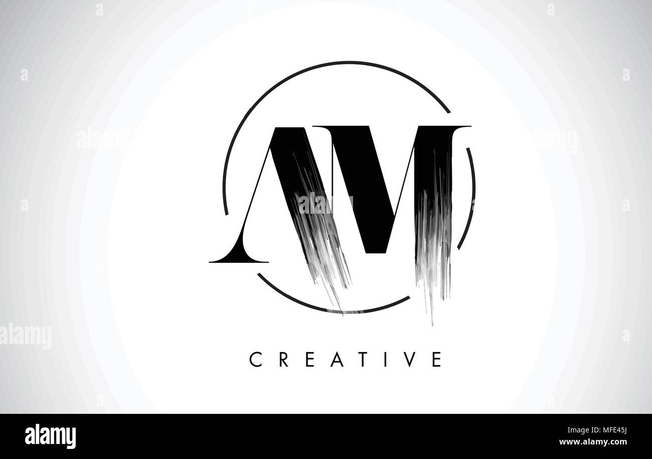 AM Brush Stroke Letter Logo Design. Black Paint Logo Leters Icon with ...