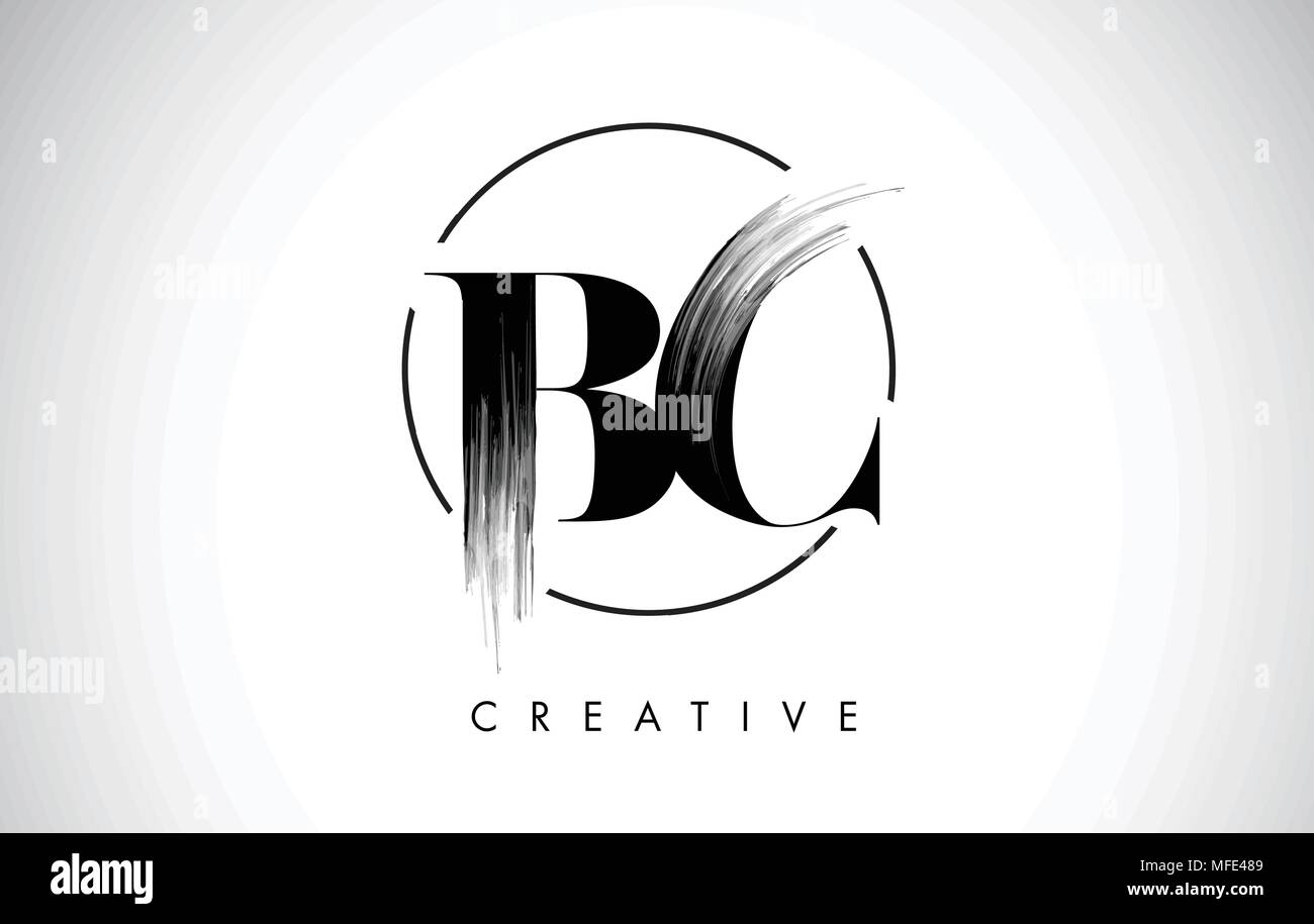 BC Brush Stroke Letter Logo Design. Black Paint Logo Leters Icon with ...