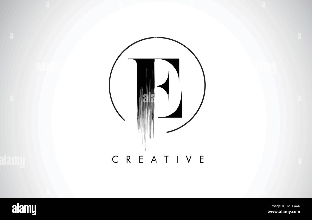 E Brush Stroke Letter Logo Design. Black Paint Logo Leters Icon with ...