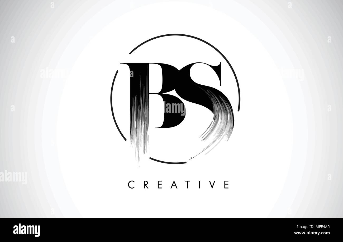 BS Brush Stroke Letter Logo Design. Black Paint Logo Leters Icon with ...