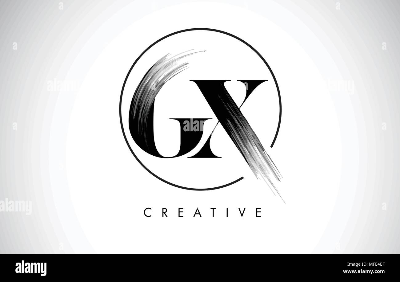 GX Brush Stroke Letter Logo Design. Black Paint Logo Leters Icon with ...