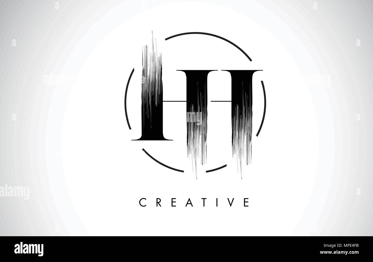 HH Brush Stroke Letter Logo Design. Black Paint Logo Leters Icon with ...