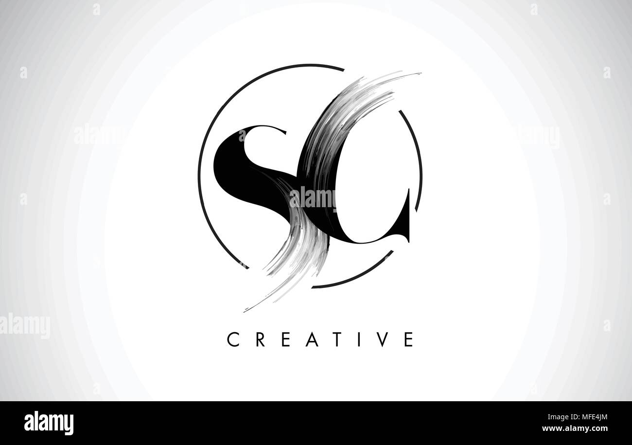 SC Brush Stroke Letter Logo Design. Black Paint Logo Leters Icon with ...