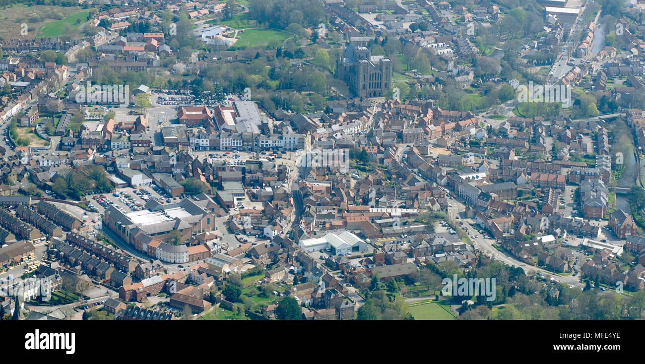 An aerial view, of Ripon, North Yorkshire, Northern England, UK Stock Photo