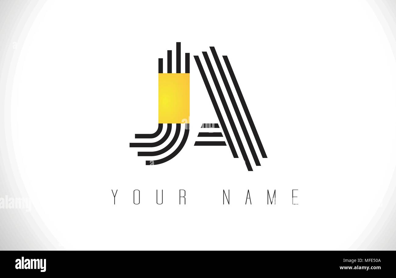 JA Black Lines Letter Logo. Creative Line Letters Design Vector Template. Stock Vector