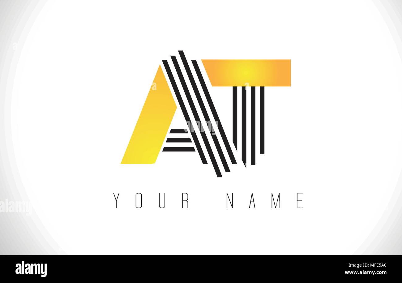 AT Black Lines Letter Logo. Creative Line Letters Design Vector ...