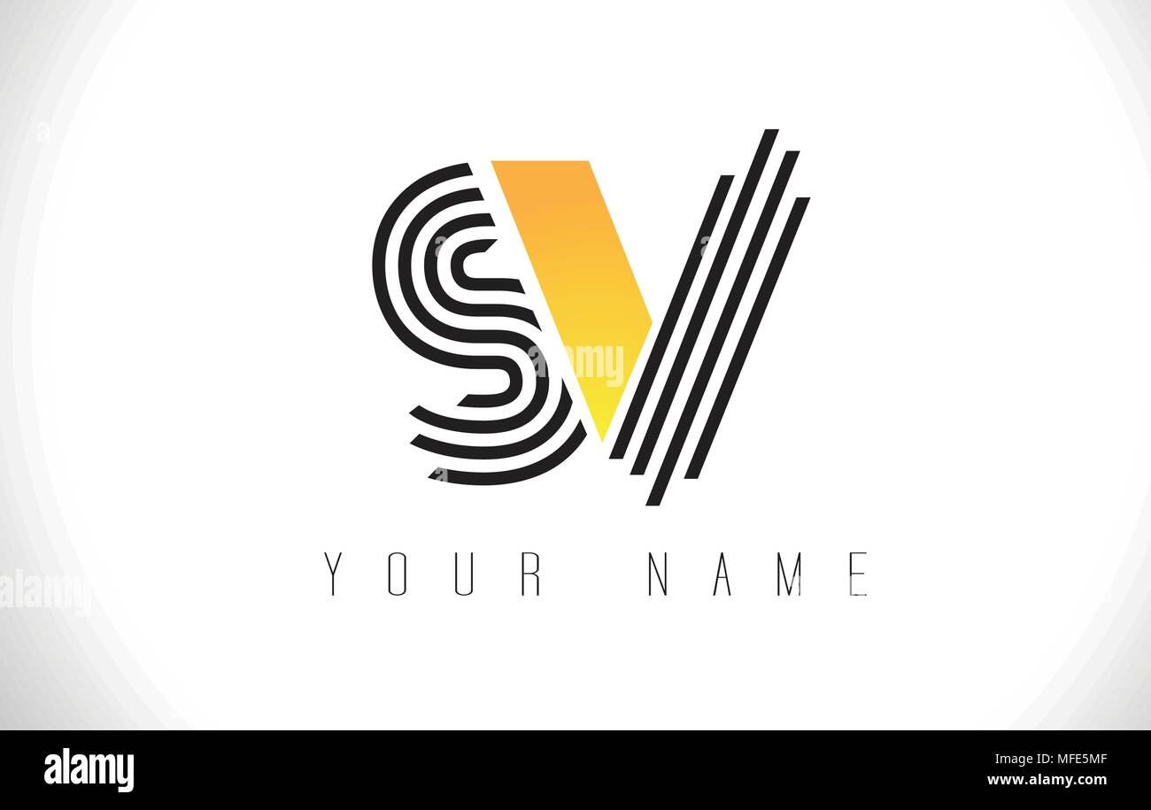 SV Black Lines Letter Logo. Creative Line Letters Design Vector ...