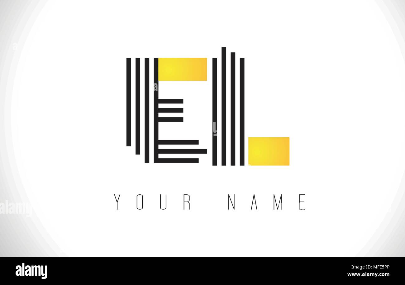 EL Black Lines Letter Logo. Creative Line Letters Design Vector ...