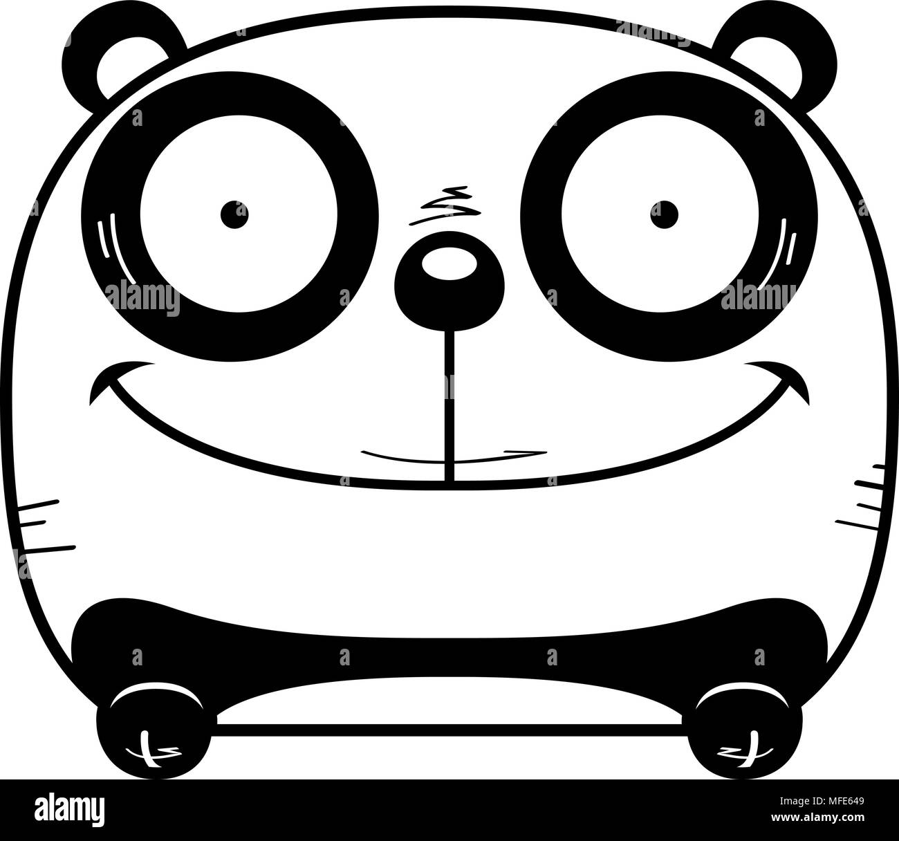 A cartoon illustration of a panda cub peeking over an object. Stock Vector