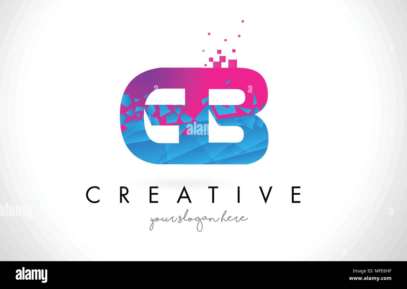 GB G B Letter Logo with Broken Shattered Blue Pink Triangles Texture ...