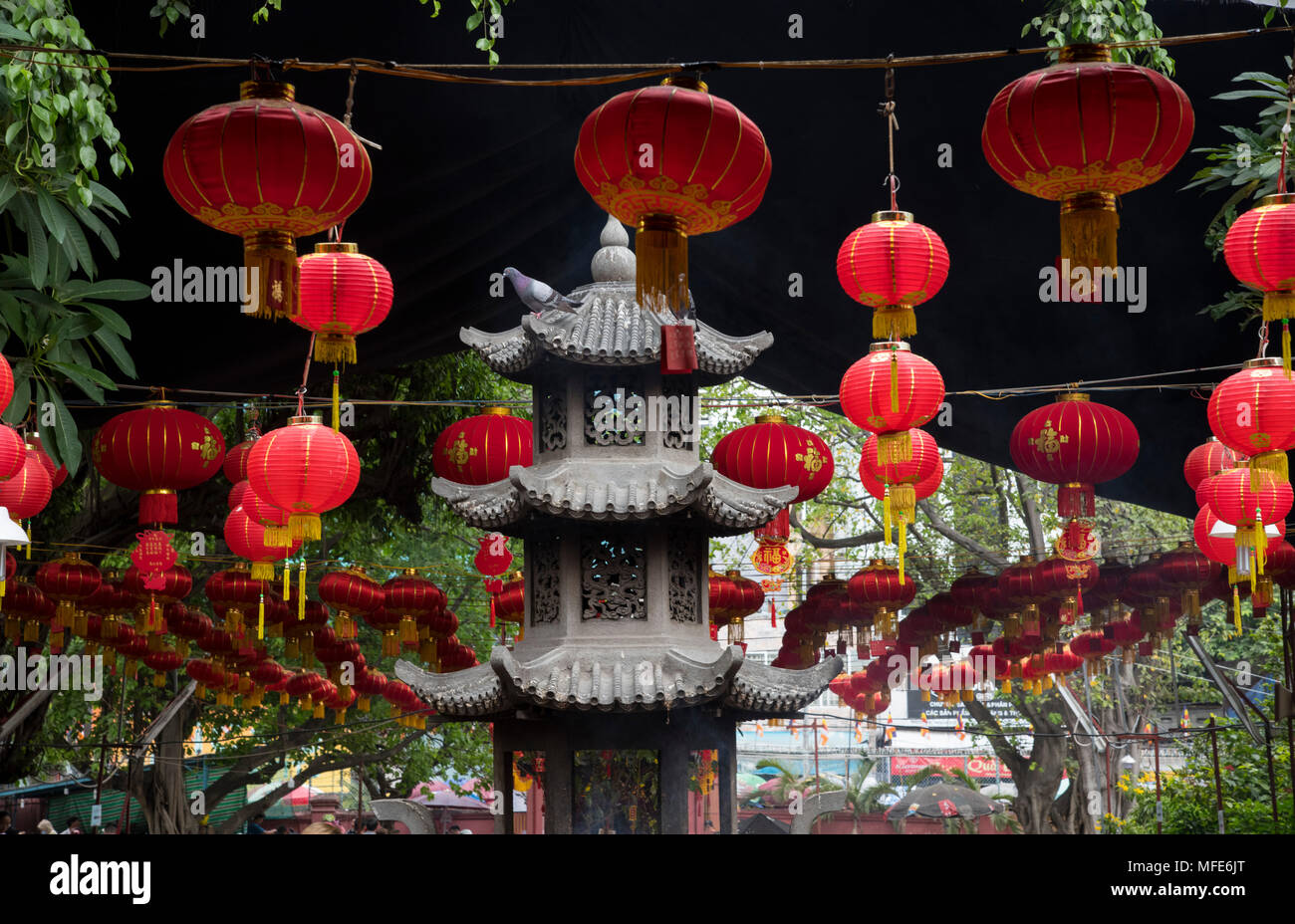 The Jade Emperor Pagoda Decorated With Red Lanterns For The Tet Lunar New Year Holiday In Ho Chi Minh City Vietnam Southeast Asia Stock Photo Alamy