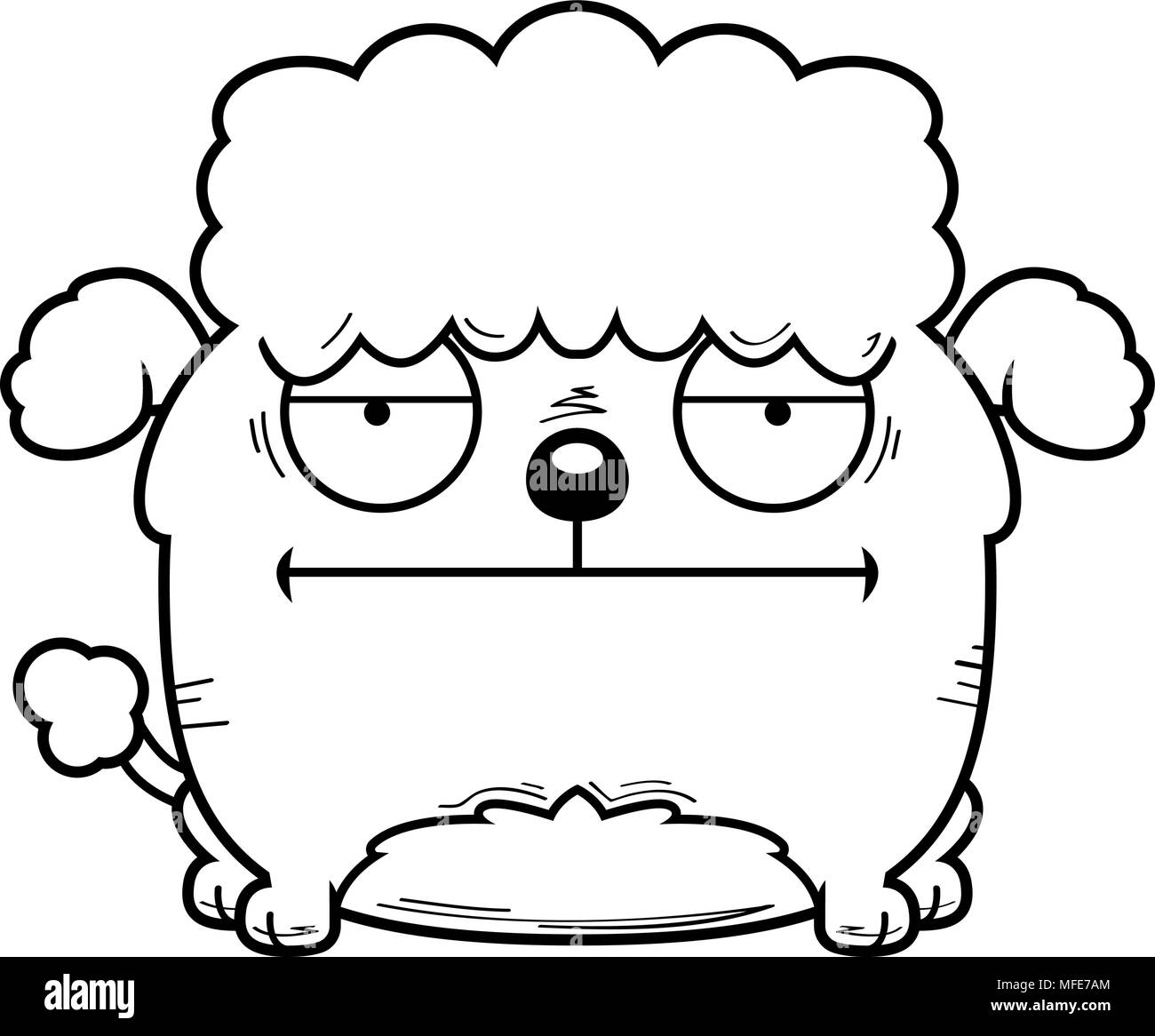 A cartoon illustration of a little poodle looking calm. Stock Vector