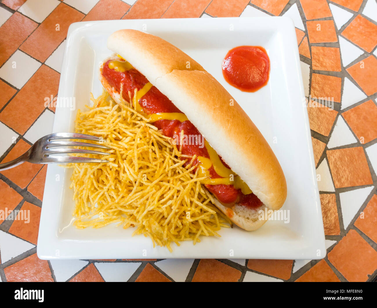 Traditional Brazilian Hot Dog in Closeup and Selective Focus