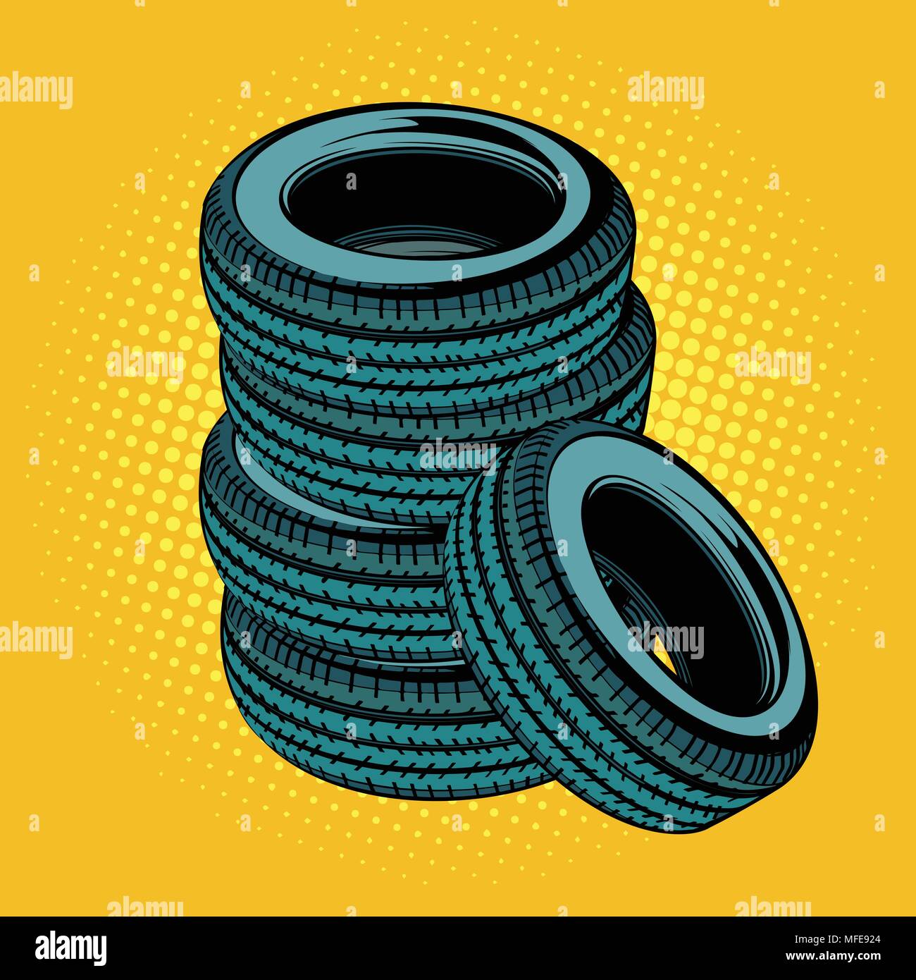 A stack of car tires Stock Vector