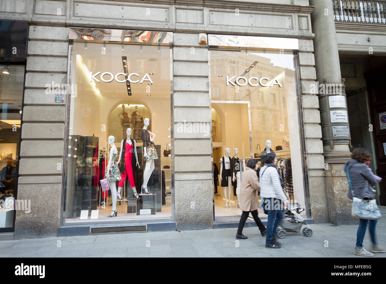 Milan, March 2018: Shop window of Kocca in the fashion and design capital  of the world, on March 2018 in Milan, Italy Stock Photo - Alamy