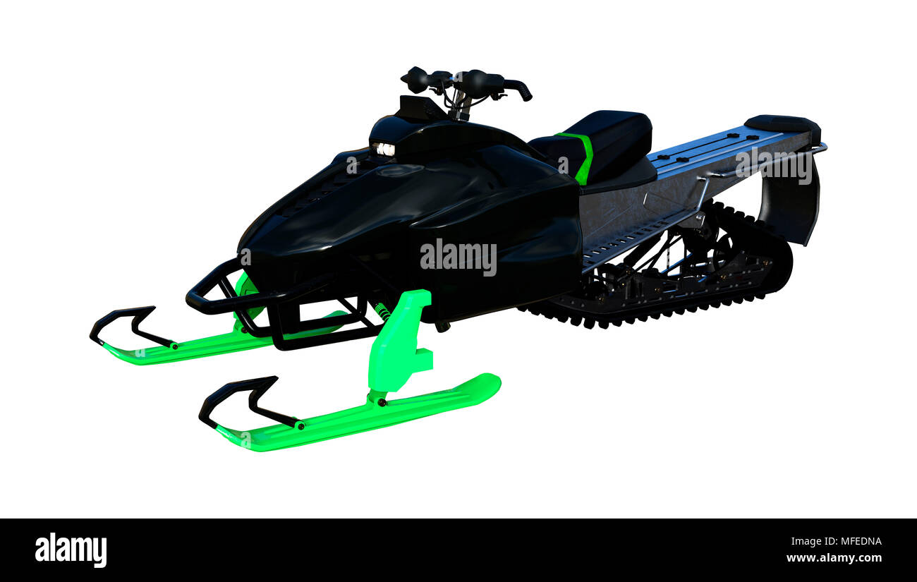 3D rendering of a snowmobile, or motor sled, motor sledge, or snowmachine,  a motorized vehicle for winter travel, isolated on white background Stock  Photo - Alamy