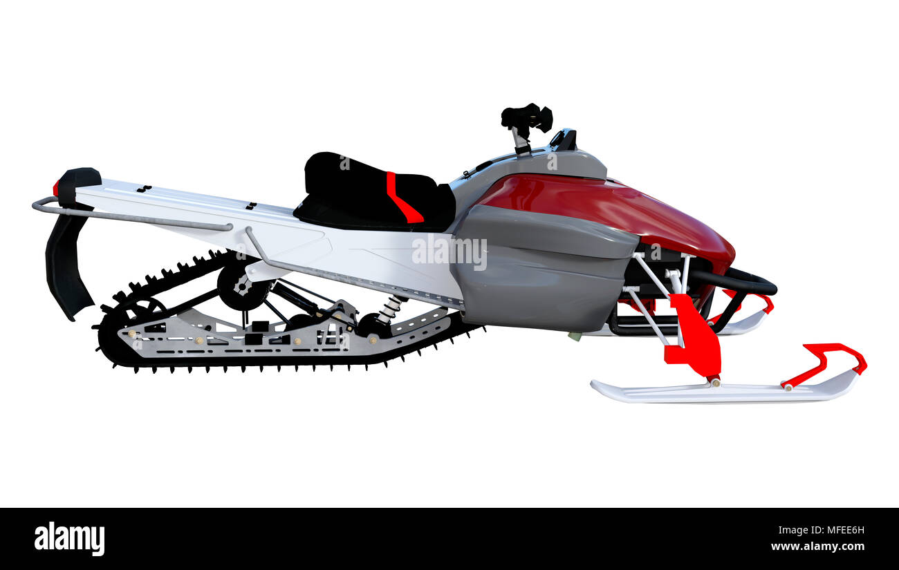 Snowmobile, motor sled vehicle, snow jet ski isolated on white background,  3D rendering Stock Photo - Alamy