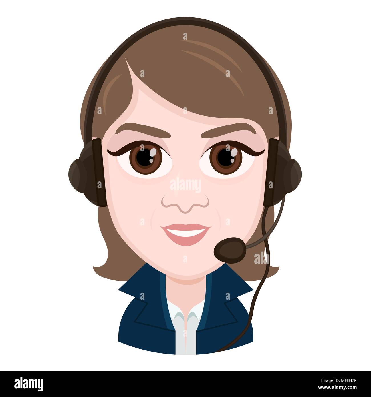 Cartoon character, vector drawing portrait girl call center operator