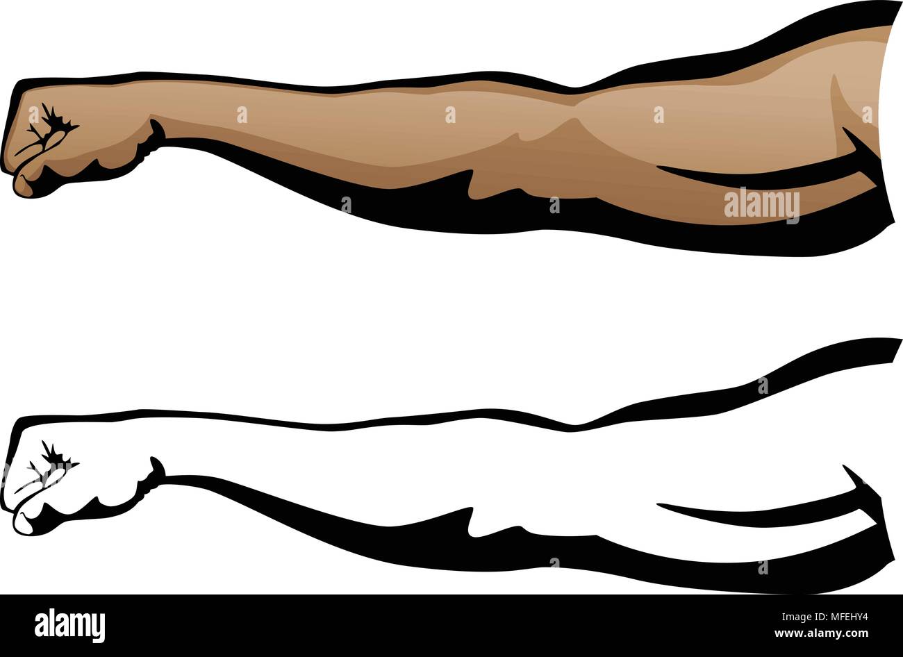 Muscular Arm Extended Fist Punch Vector Illustration Stock Vector