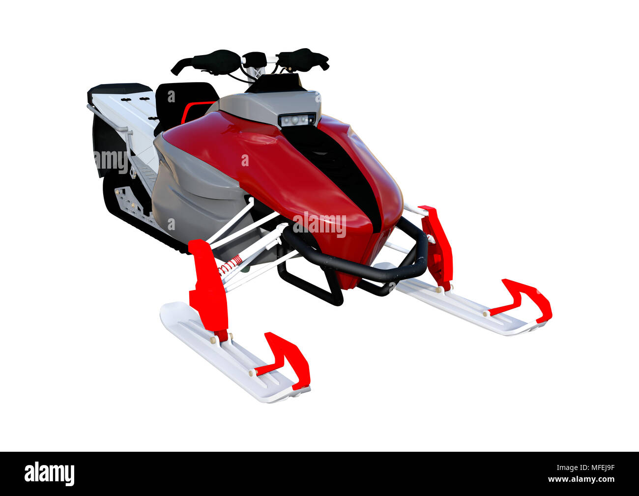 3D rendering of a snowmobile, or motor sled, motor sledge, or