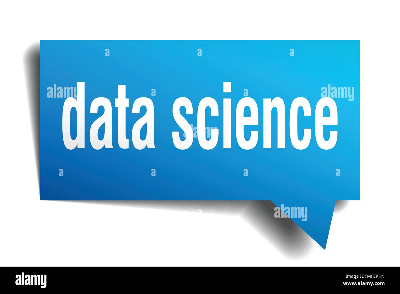 data science blue 3d square isolated speech bubble Stock Vector