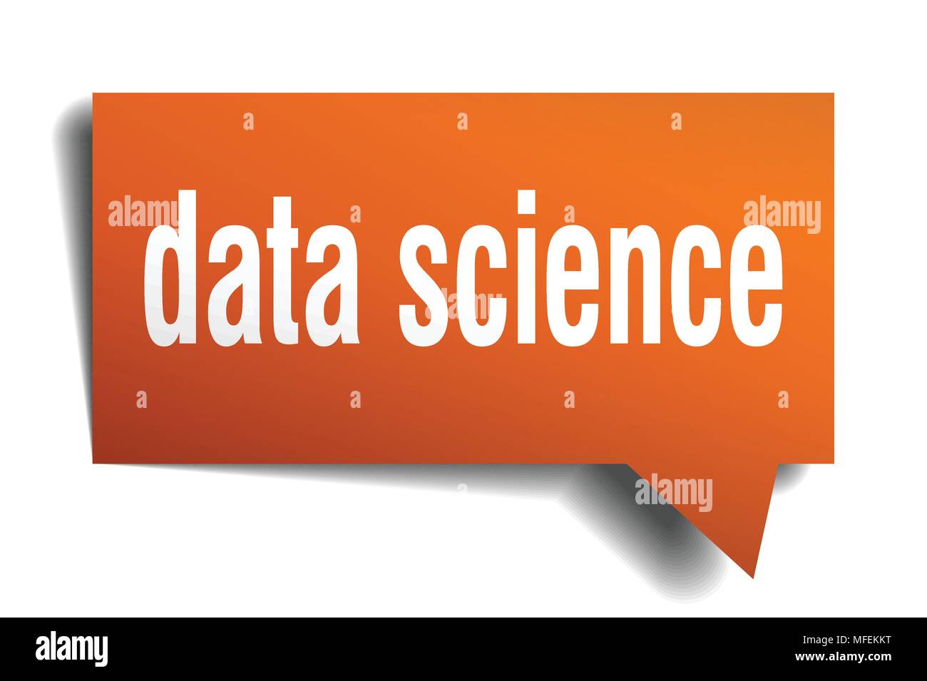 data science orange 3d square isolated speech bubble Stock Vector