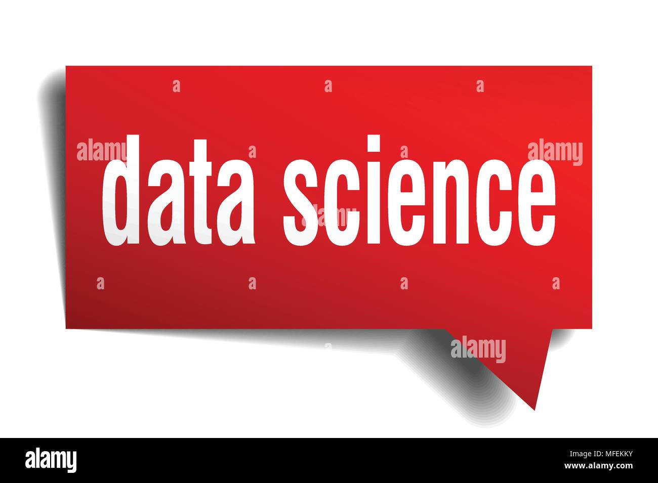 data science red 3d square isolated speech bubble Stock Vector