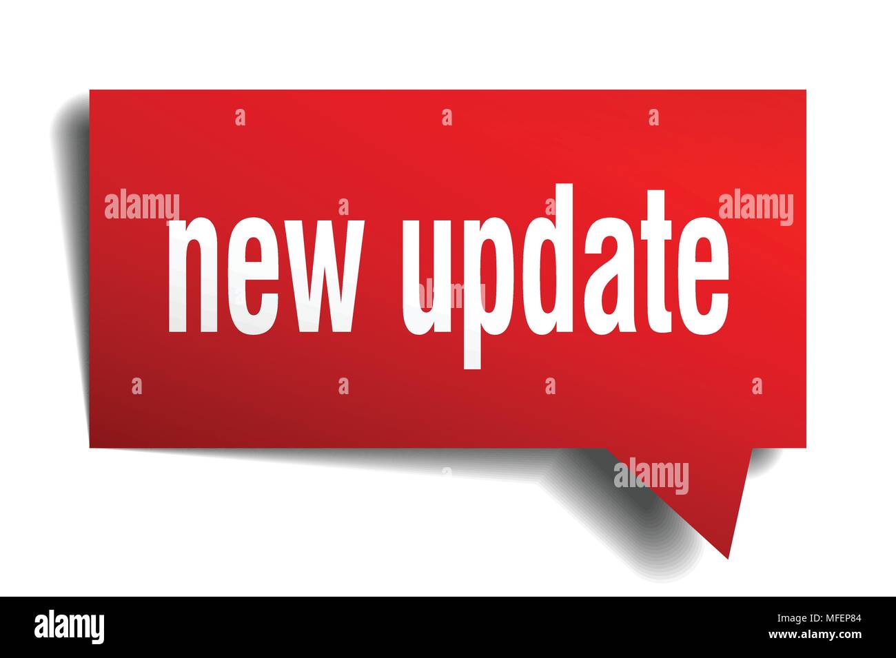 new update red 3d square isolated speech bubble Stock Vector
