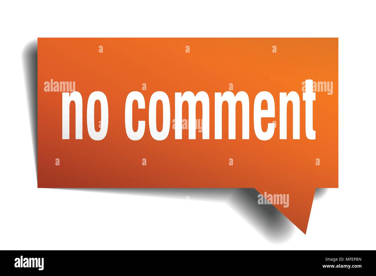 no comment orange 3d square isolated speech bubble Stock Vector