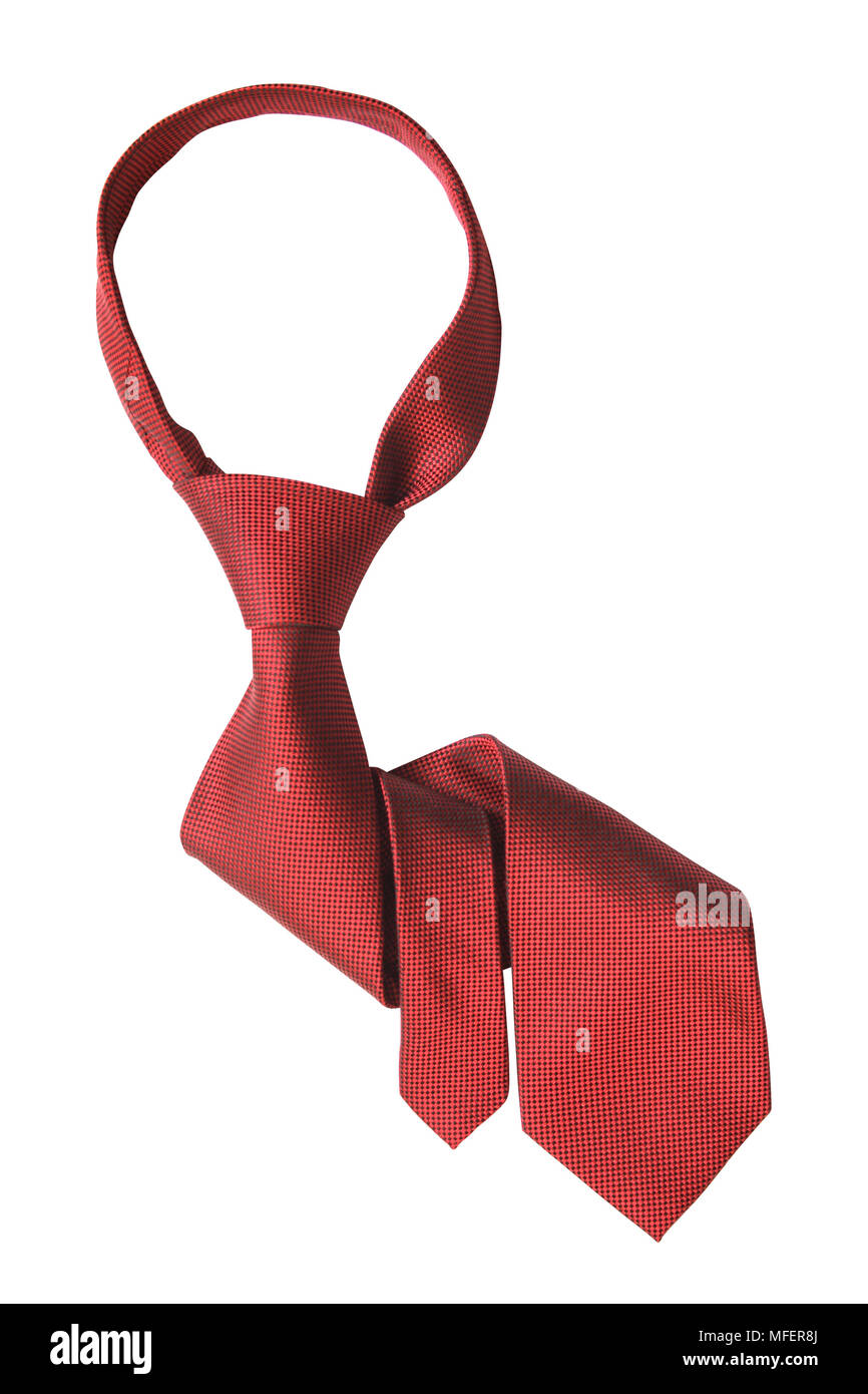 Red necktie isolated on white background with clipping path Stock Photo