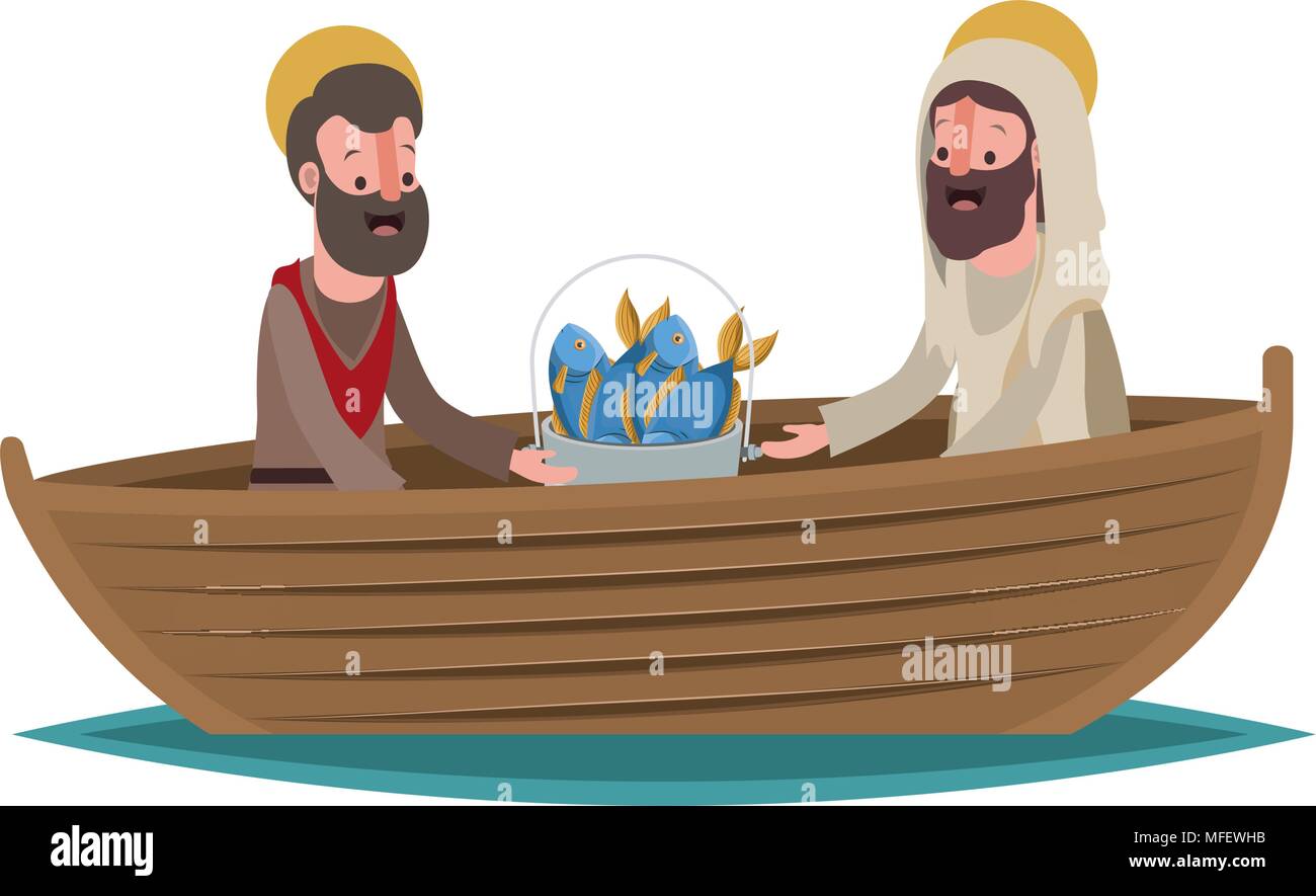 Jesus in boat Stock Vector Images - Alamy