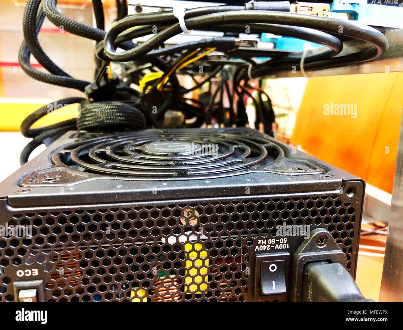 Computer power supply fan Stock Photo Alamy