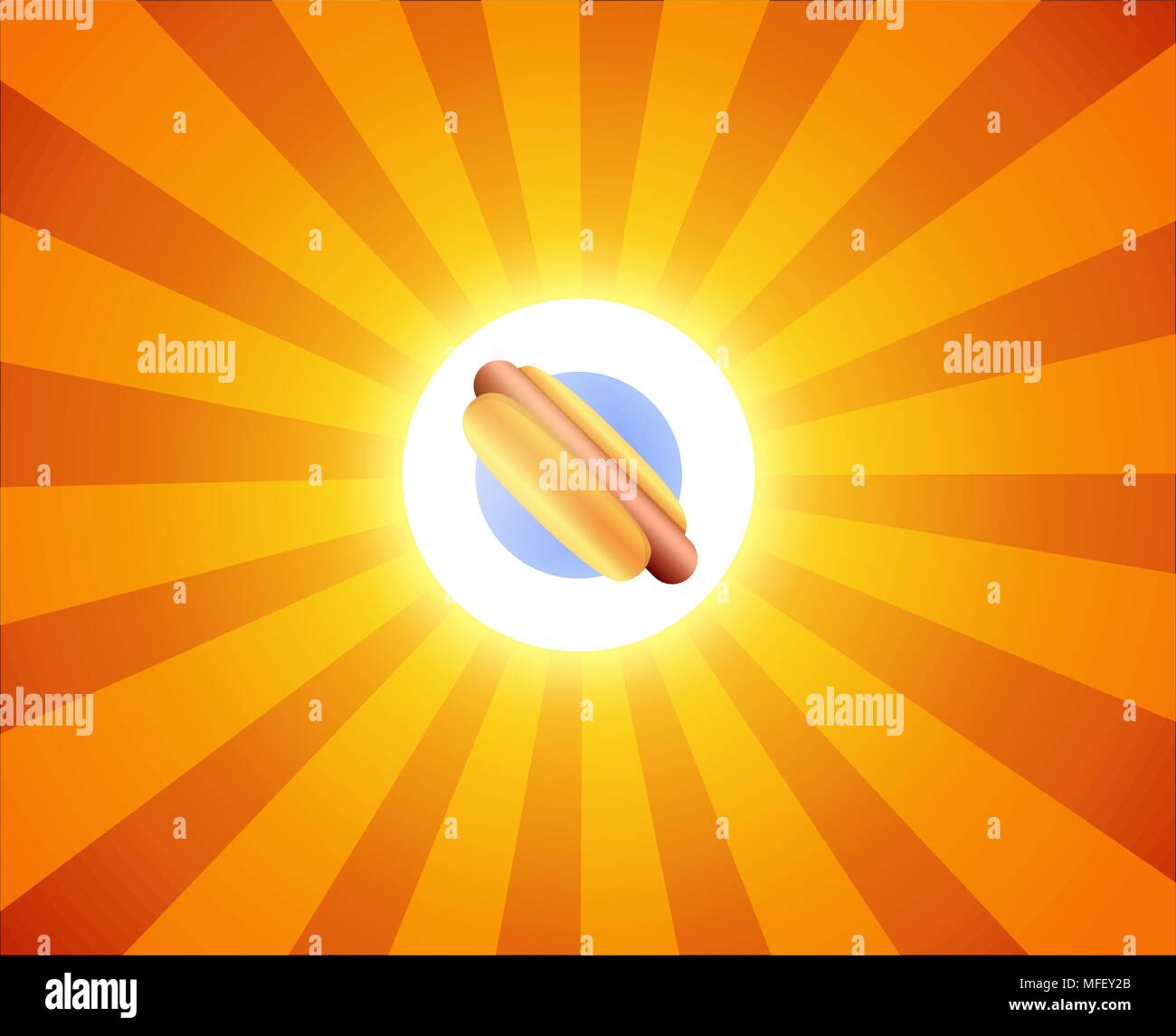 Hot Dog on orange background Stock Vector