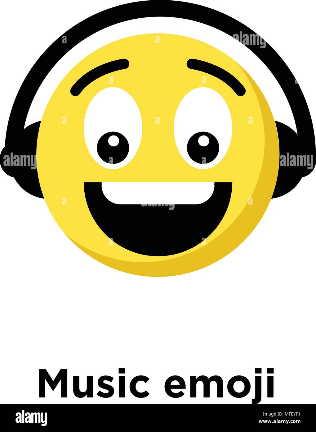 Music emoji icon isolated on white background, vector illustration