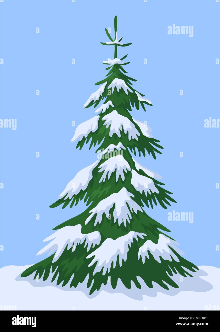 Winter Landscape, Fir Tree Stock Vector