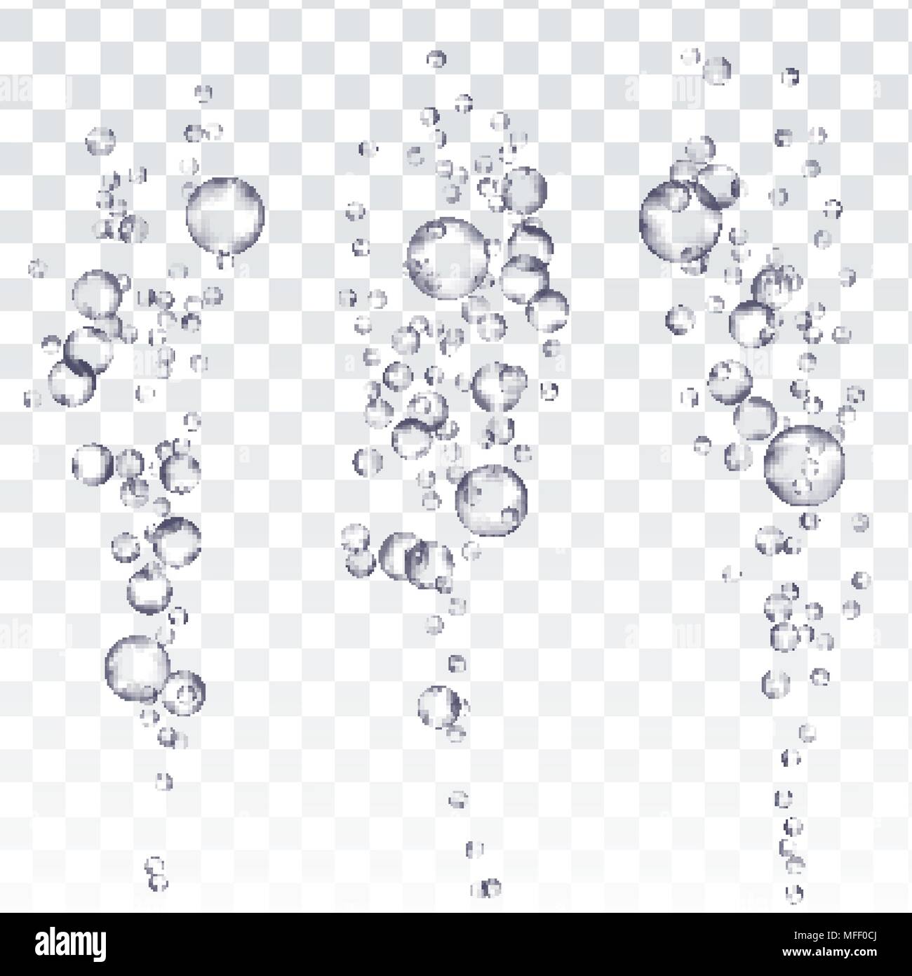 Underwater Bubbles Vector. Fizzy Aqua Sparkles In Water, Undersea. Effervescent Medicine. Transparent Realistic Isolated Illustration Stock Vector