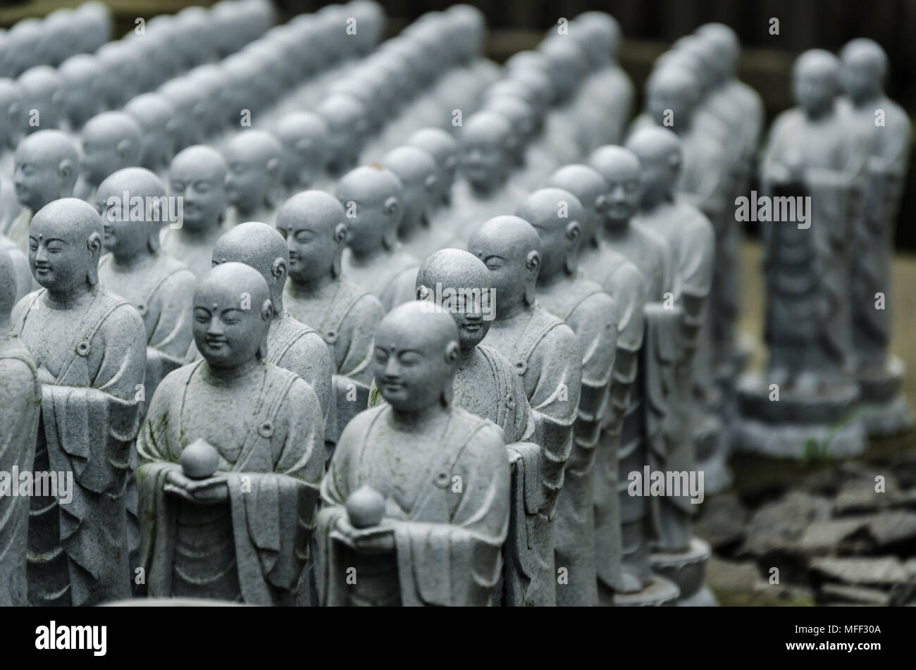 Japanese budhist monk statues praying and meditating Stock Photo Alamy