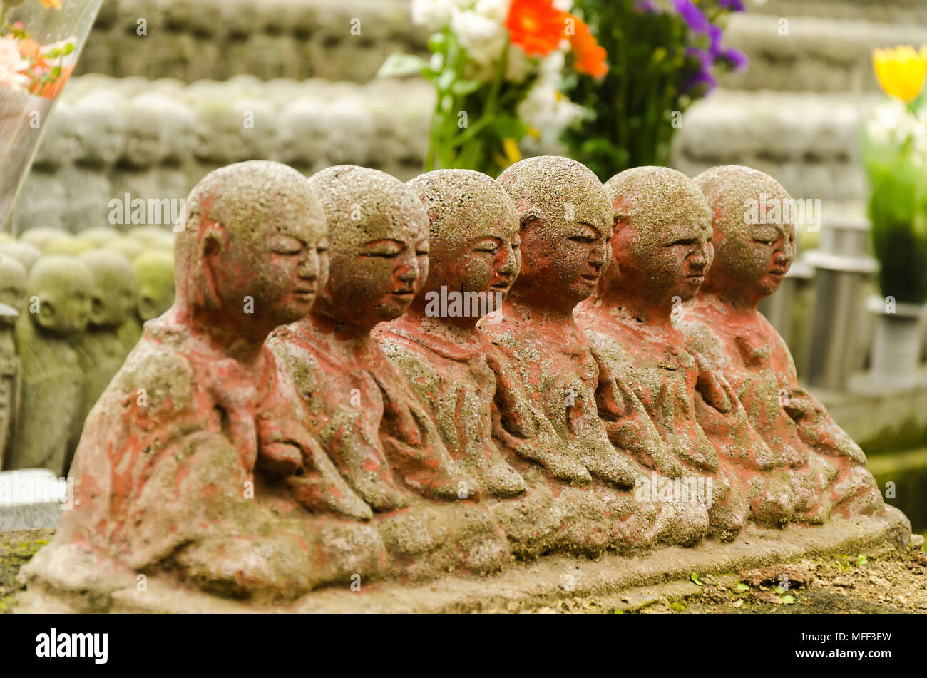 Japanese budhist monk statues praying and meditating Stock Photo Alamy