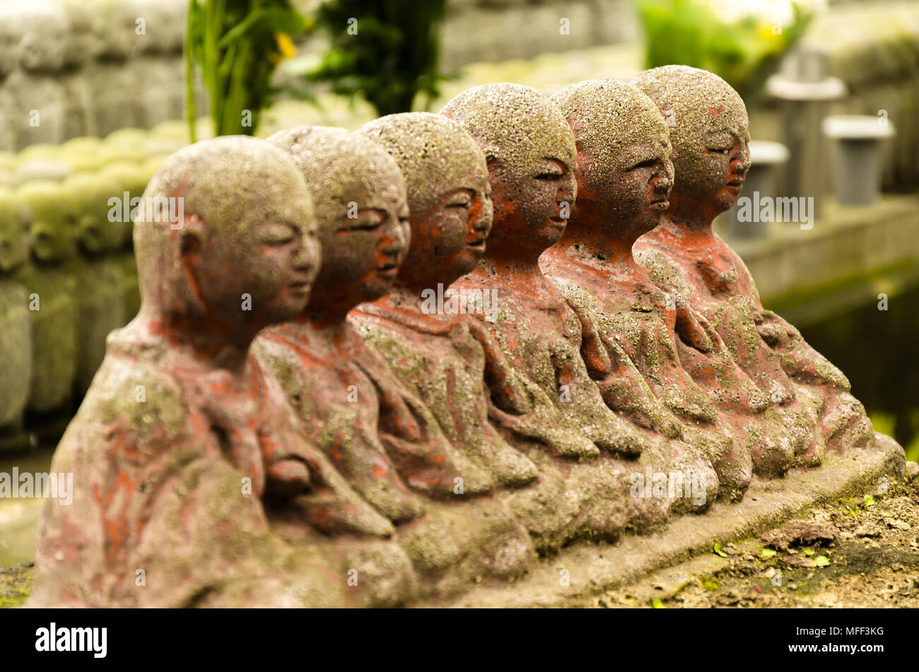 Japanese budhist monk statues praying and meditating Stock Photo Alamy