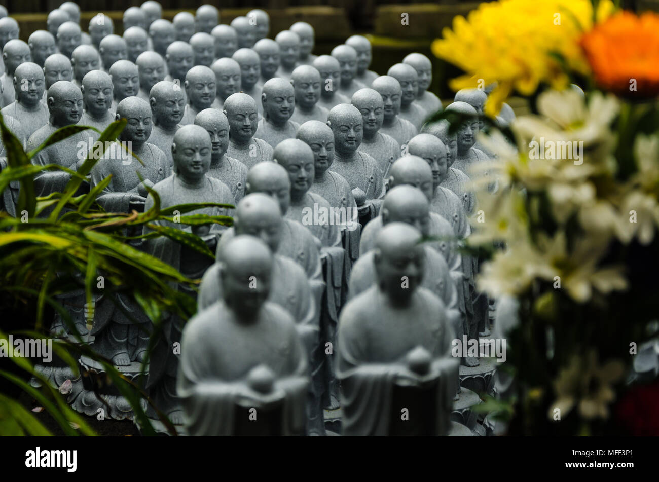 Japanese budhist monk statues praying and meditating Stock Photo Alamy