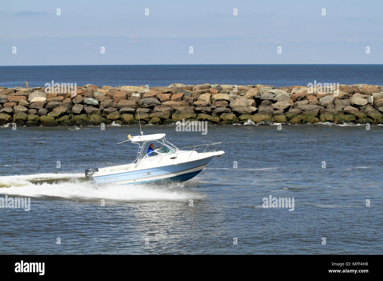 The Manasqaun Inlet viewed from Point Pleasant Beach, New Jersey, USA Stock Photo
