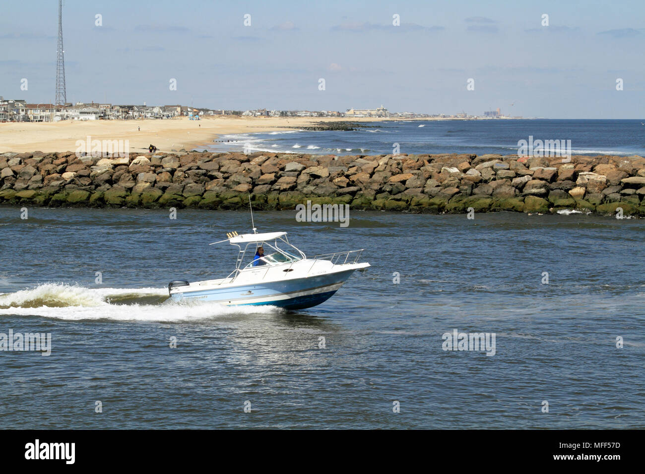 The Manasqaun Inlet viewed from Point Pleasant Beach, New Jersey, USA Stock Photo
