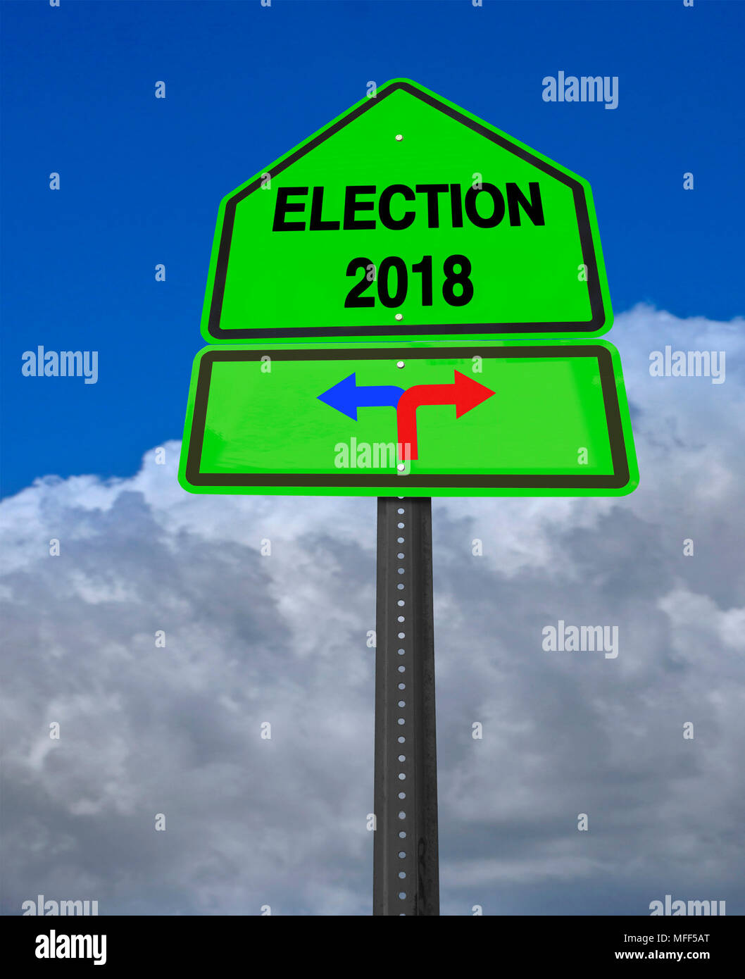 conceptual sign election 2018 left or right over dramatic  blue sky Stock Photo