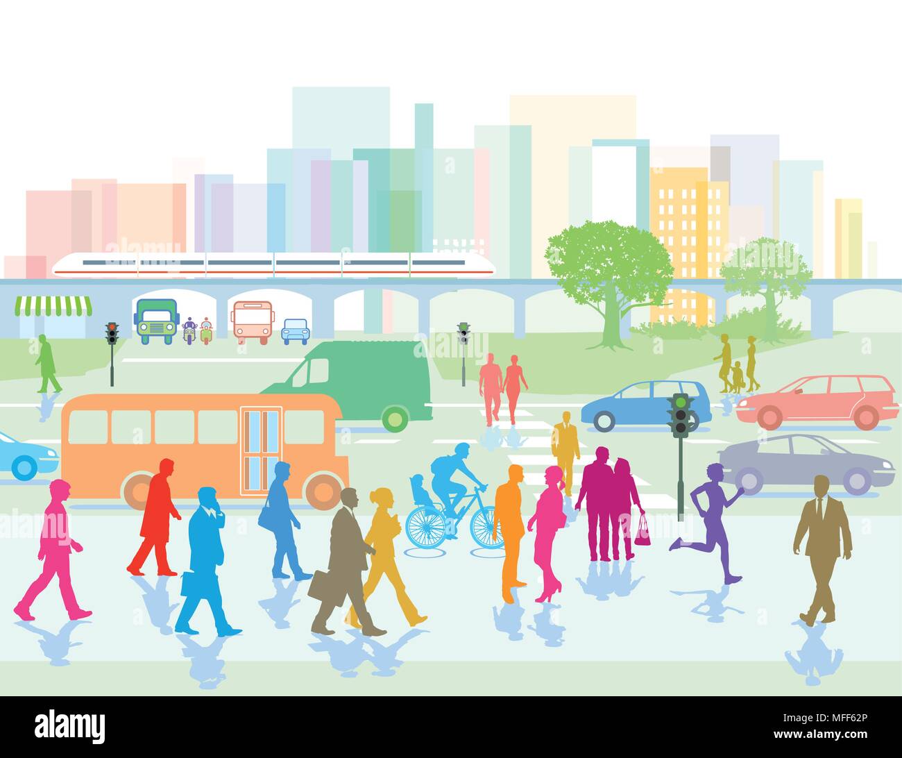 Big city with people in the city Stock Vector Image & Art - Alamy