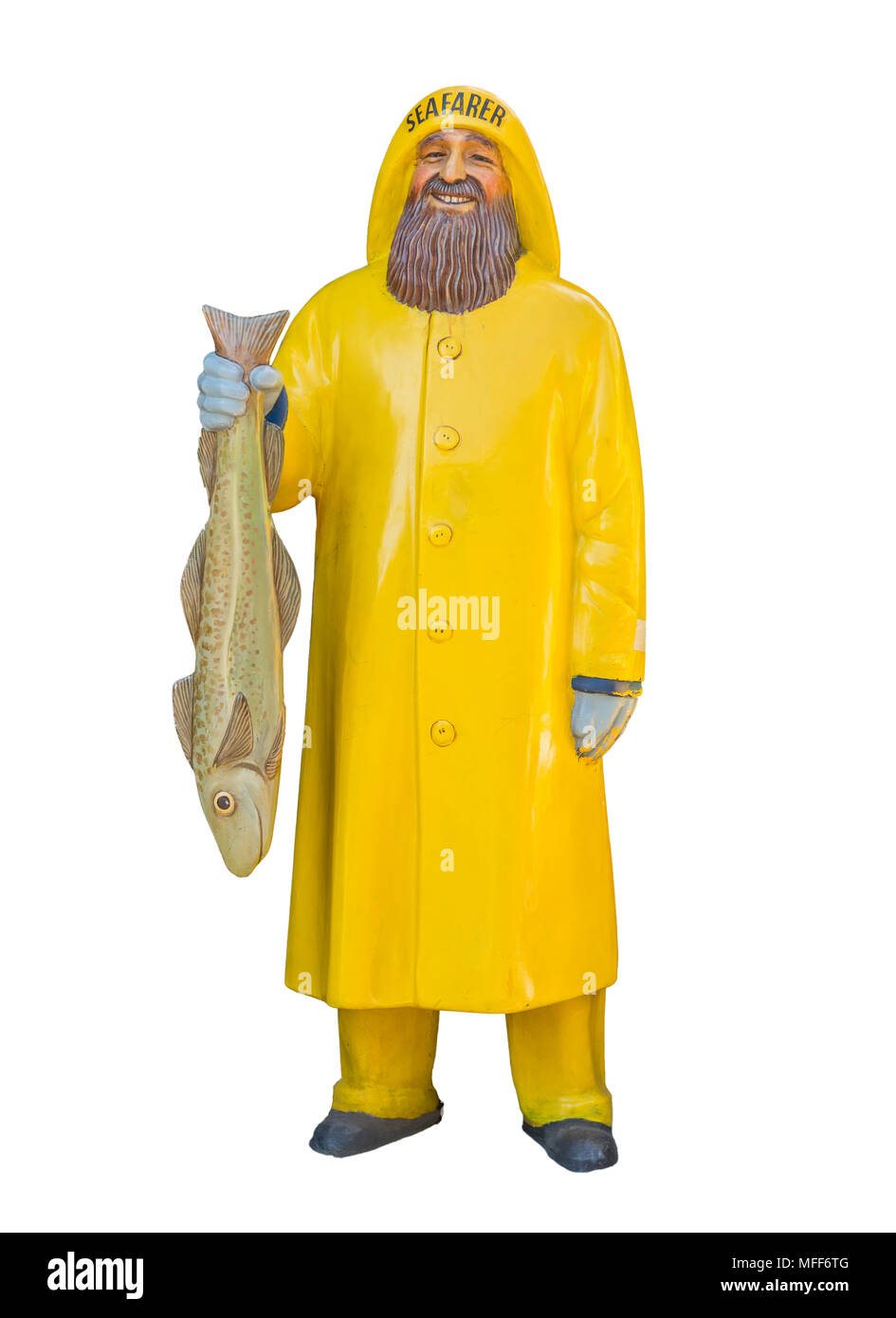 Cut out image of a fisherman advertising statue Stock Photo