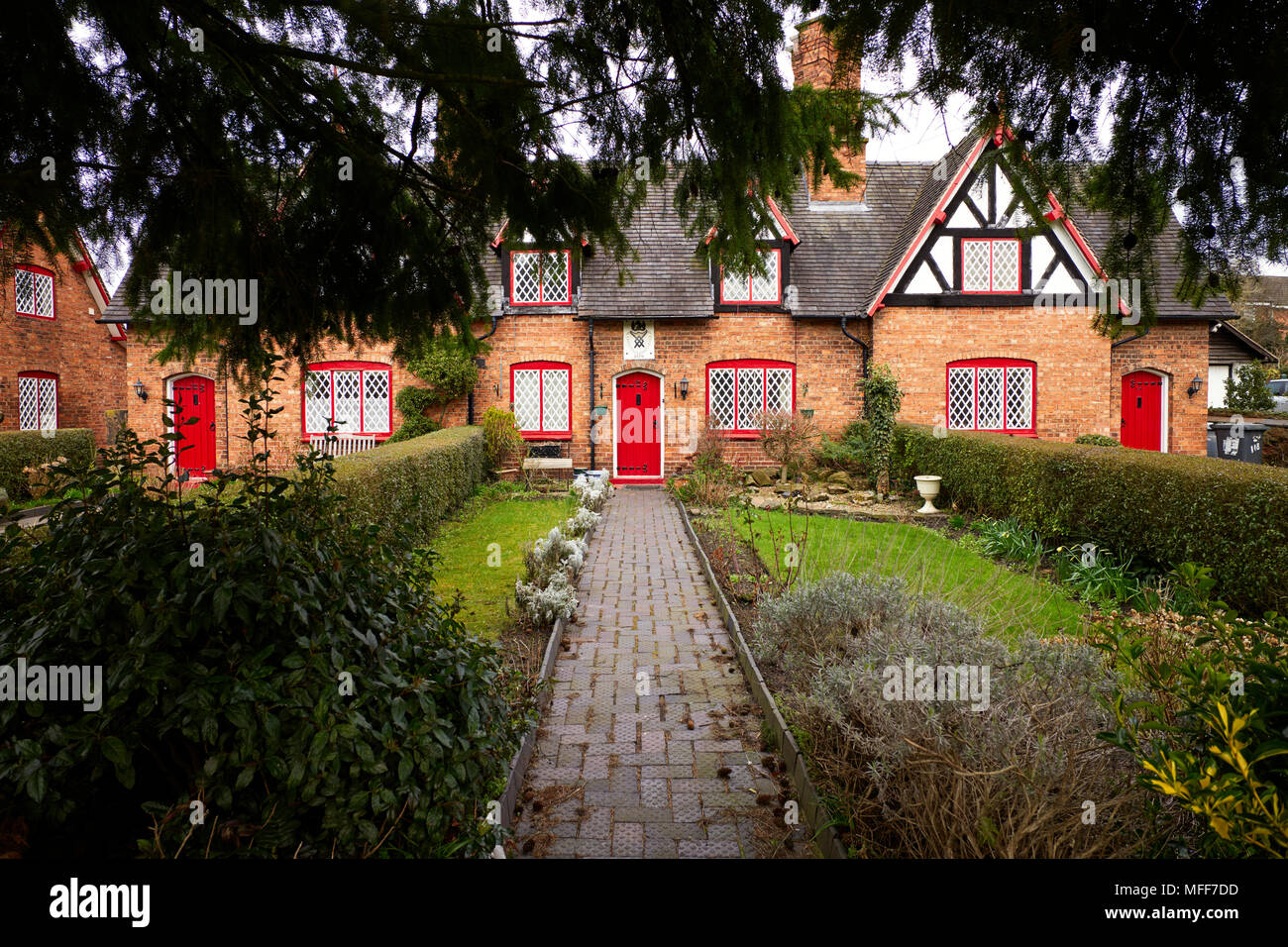 The cottage style Almshouses in Welsh Row, Nantwich Stock Photo
